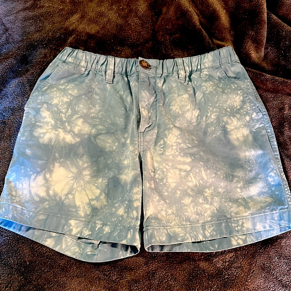 Chubbies “The Excursions” Men’s Shorts Blue Tie Dye Elastic Waist Small 5.5”